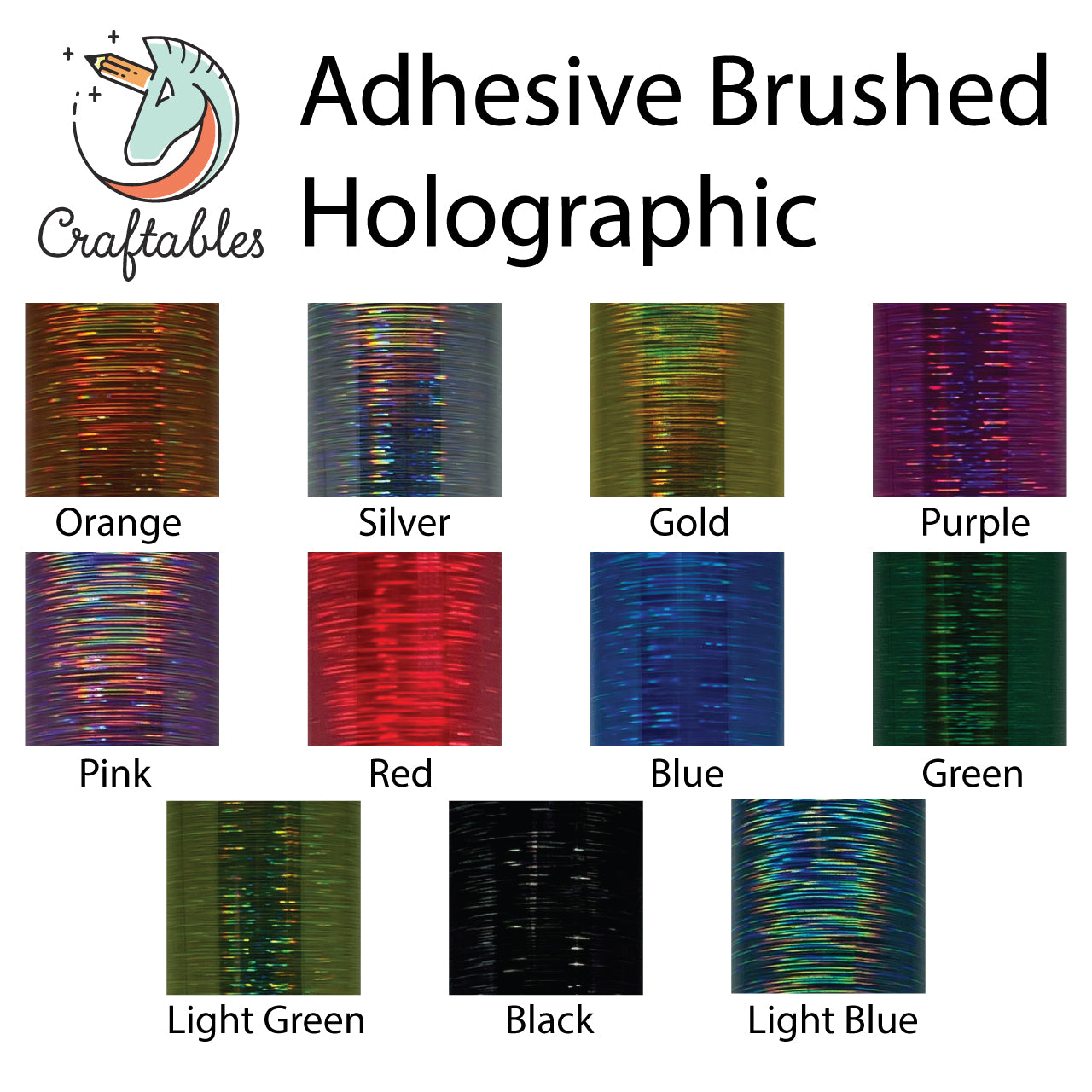 Green Brushed Holographic Adhesive Vinyl Rolls By Craftables