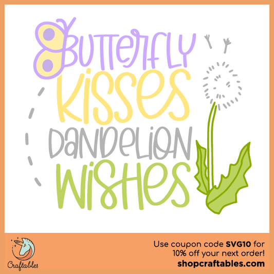 Free Butterfly Kisses Dandelion Wishes SVG Cut File