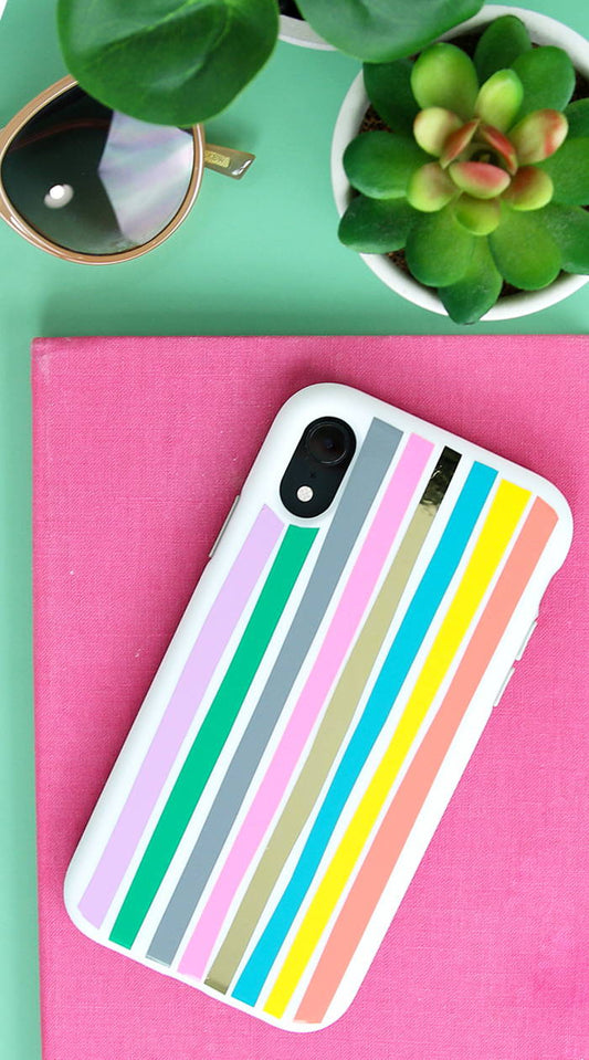 DIY Striped Phone Case with Adhesive Vinyl