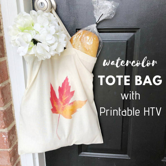 DIY Watercolor Tote Bag with Printable Heat Transfer Vinyl For All Fabrics