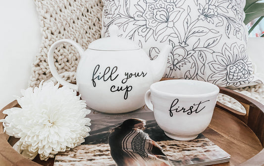 DIY Self-Care Custom Tea Set With Adhesive Vinyl