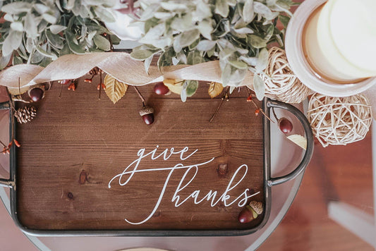 Heat Transfer Vinyl and Adhesive Vinyl on Wood: DIY Thanksgiving Tablescape Ideas