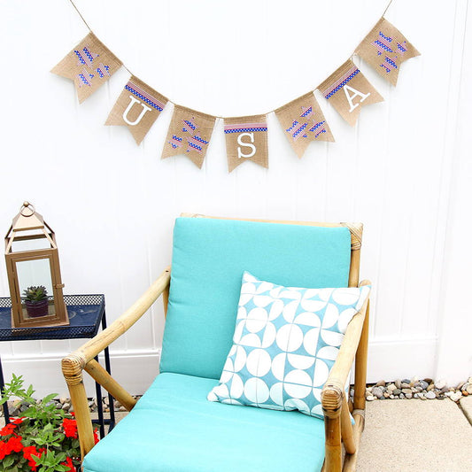 DIY Burlap 4th of July Banner With Craftables Flag Patterned HTV