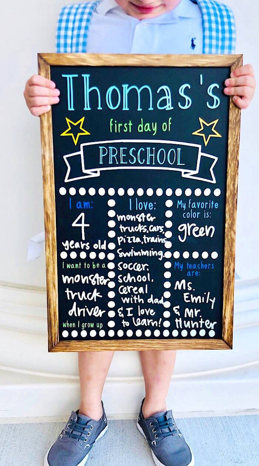 DIY First Day of School Chalkboard Sign with Adhesive Vinyl