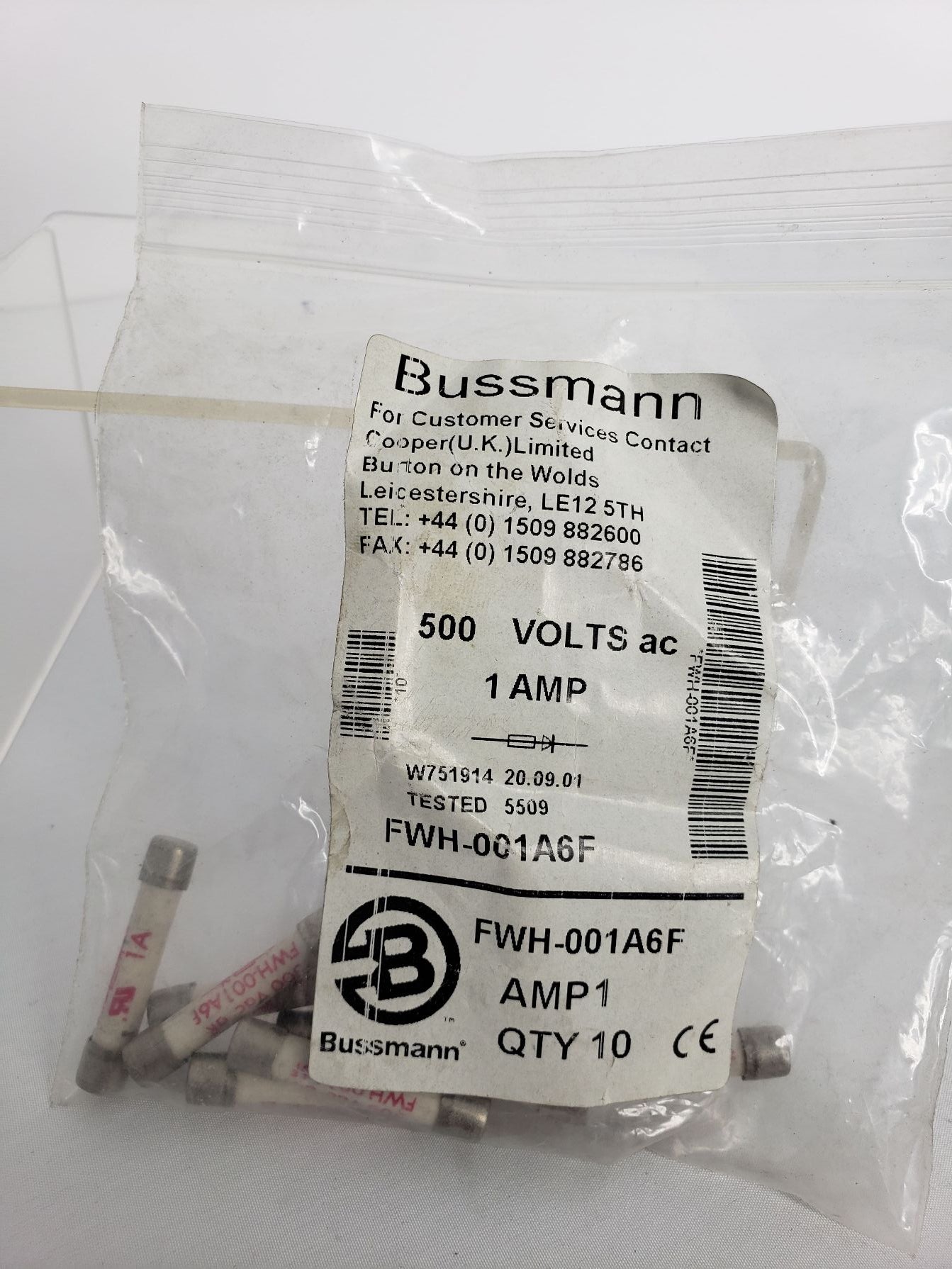 Cooper Bussmann FWH-005A6F 5.0 Amp 500V Semi-Conductor Fuse 10 PCS New Condition