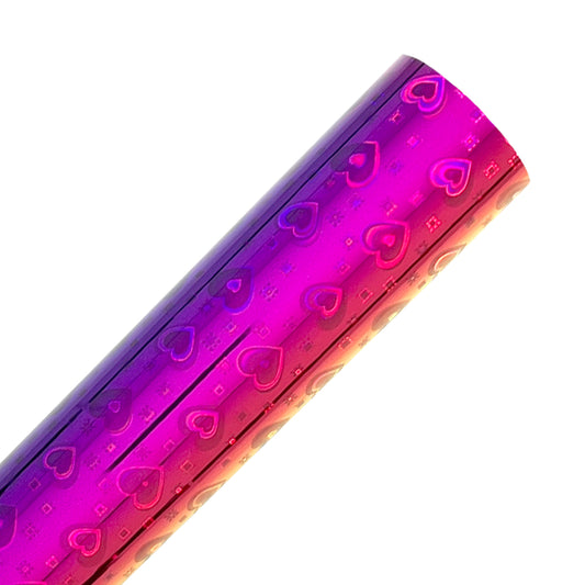 Hearts Rainbow Holographic Adhesive Vinyl Rolls By Craftables