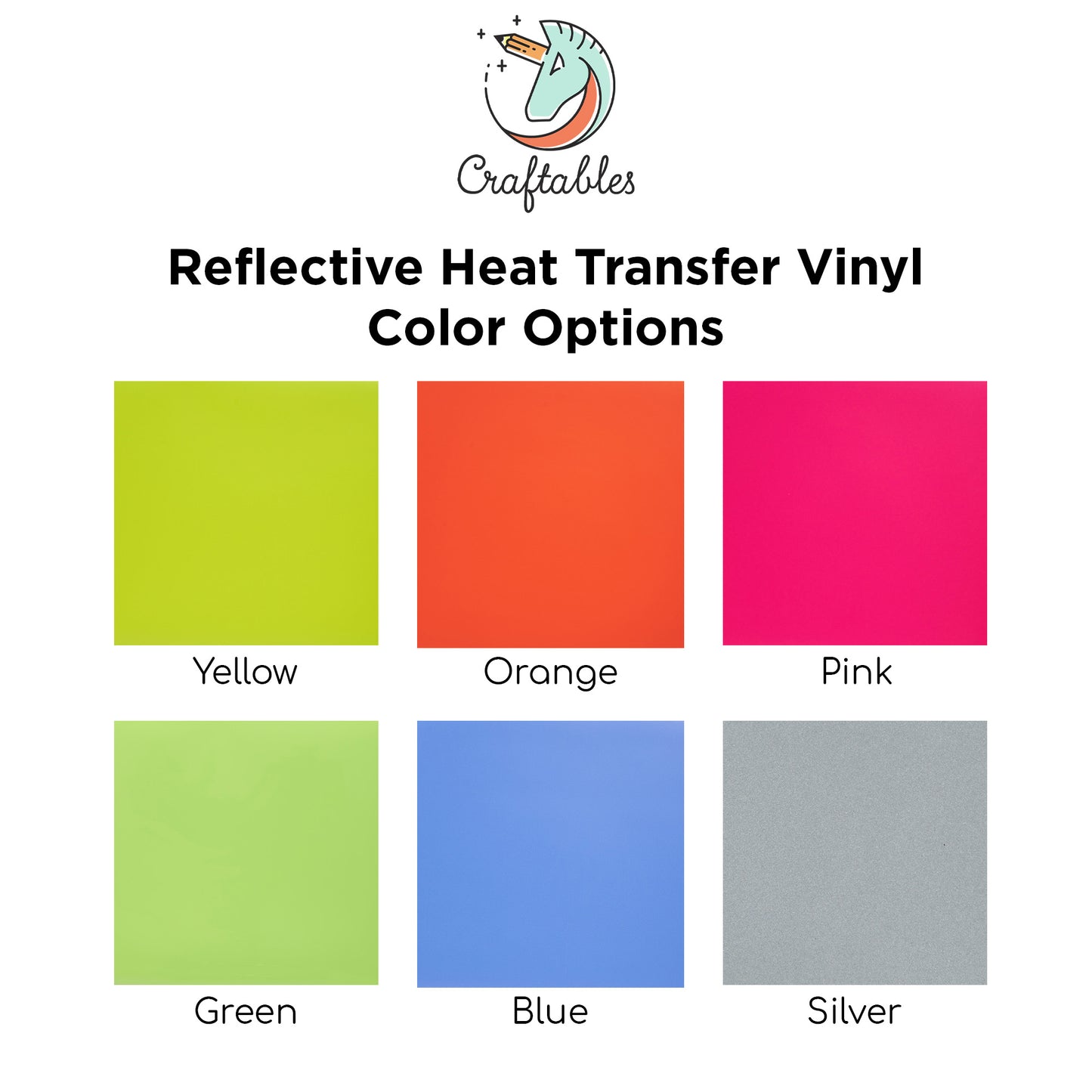 Yellow Reflective Heat Transfer Vinyl Sheets By Craftables