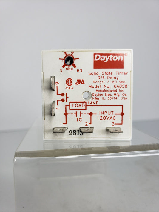 Dayton 6A858 Encapsulated Timer Relay,1A,Solid State 1 PCS New Condition