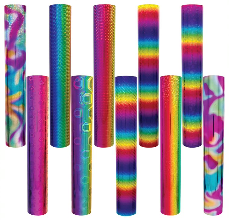Rainbow Glitter Rainbow Holographic Adhesive Vinyl Rolls By Craftables