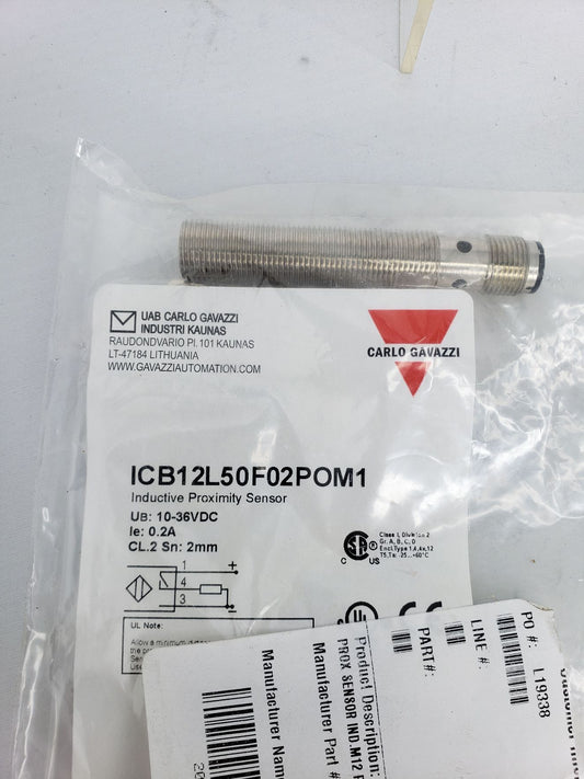 Carlo Gavazzi inductive proximity sensor part %23ICB12L50F06POM1 3 PCS New Condition