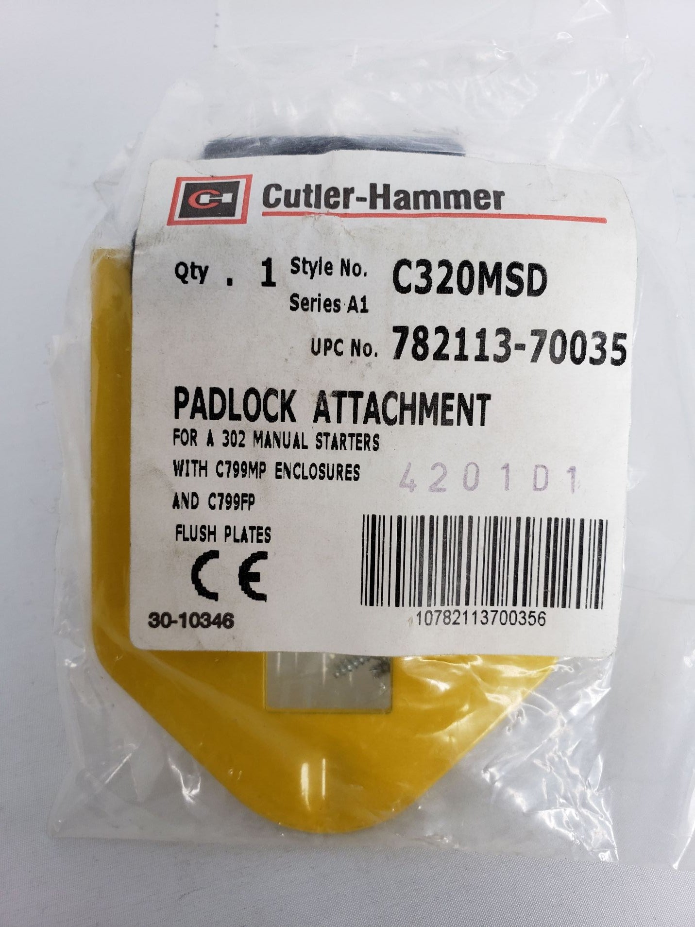CUTLER HAMMER C320MSD PADLOCK ATTACHMENT FOR A 302 MANUAL STARTERS NEW 2 PCS New Condition