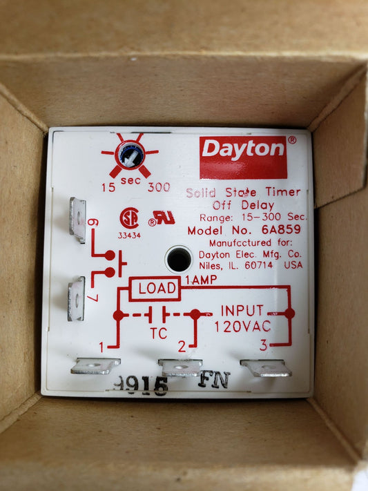 Dayton 6A859 Encapsulated Timer Relay,1A,Solid State 1 PCS New Condition