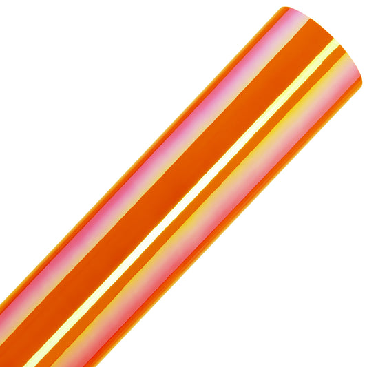 Bright Orange Holographic Iridescent Heat Transfer Vinyl Sheets By Craftables