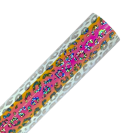 Yellow Leopard Pattern Holographic Adhesive Vinyl Rolls By Craftables