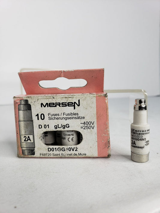 NEW IN BOX MERSEN Fuse D01GG40V2 400V 2A 10 PCS New Condition
