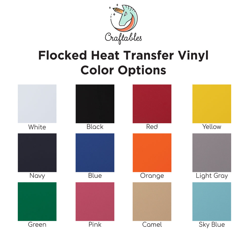 White Flock Heat Transfer Vinyl Sheets By Craftables – shopcraftables