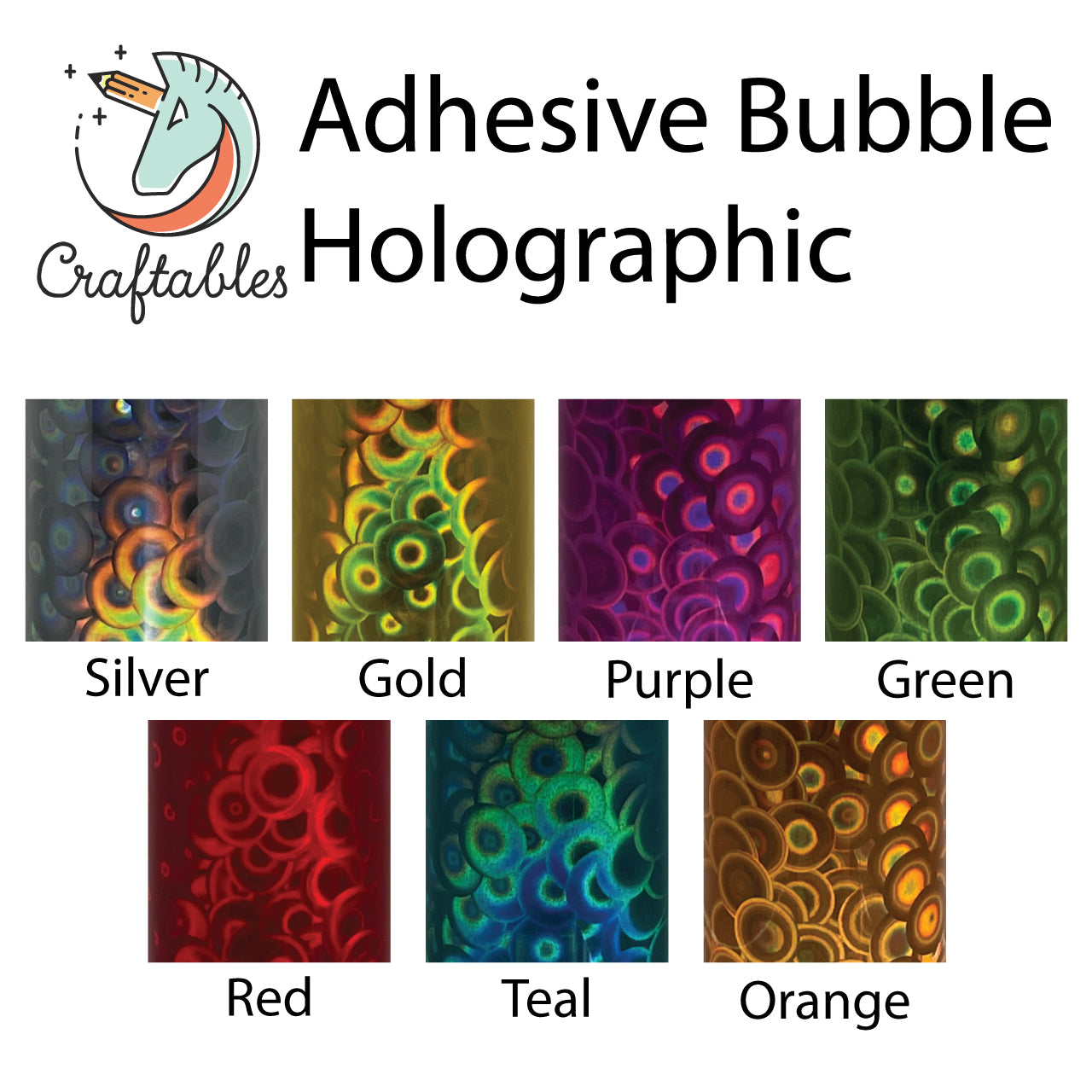Teal Bubble Holographic Adhesive Vinyl Rolls By Craftables