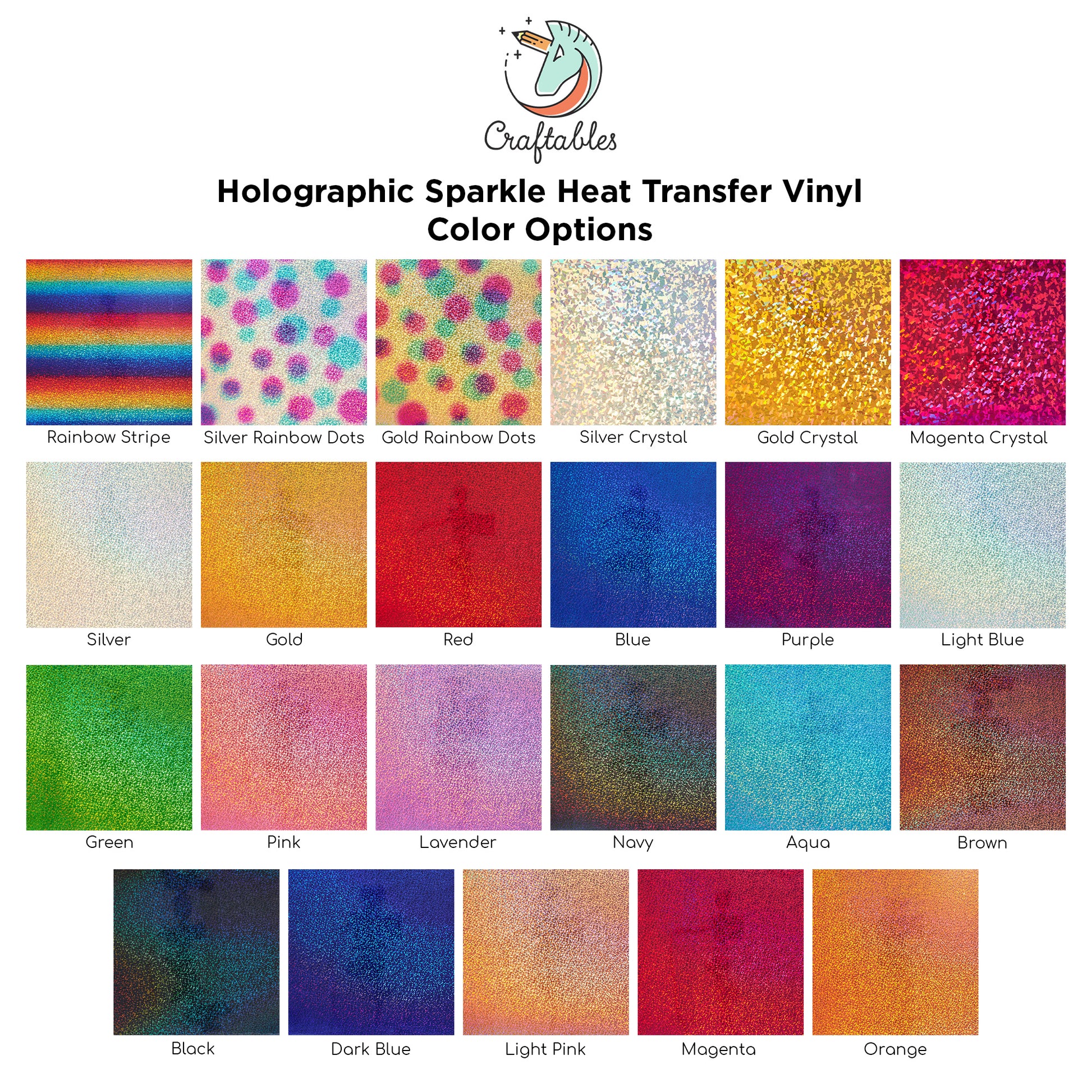 Heat Transfer Vinyl Glitter Colors