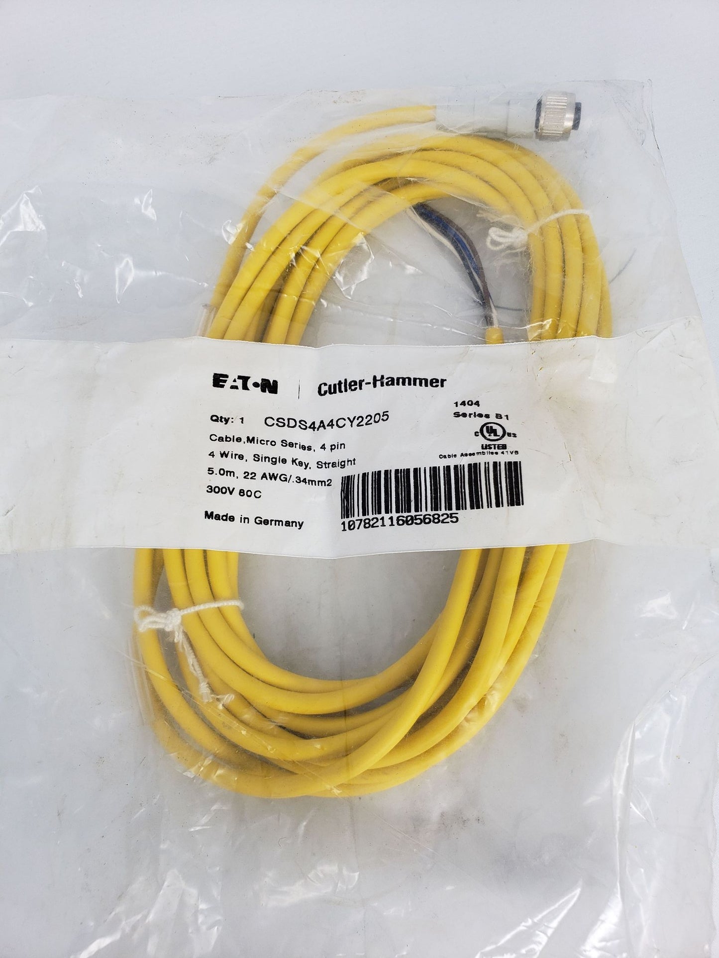 EATON CUTLER-HAMMER CSDS4A4CY2205 CONNECTOR CABLE 4-PIN STRAIGHT FEMALE 1FT