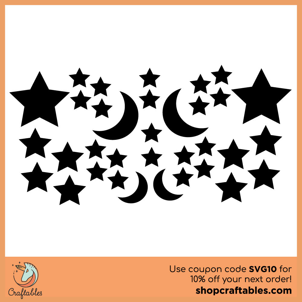 Free Stars and Moon SVG Cut File