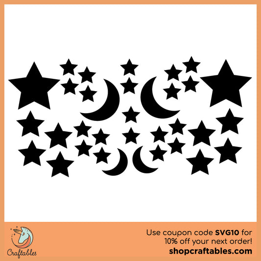 Free Stars and Moon SVG Cut File