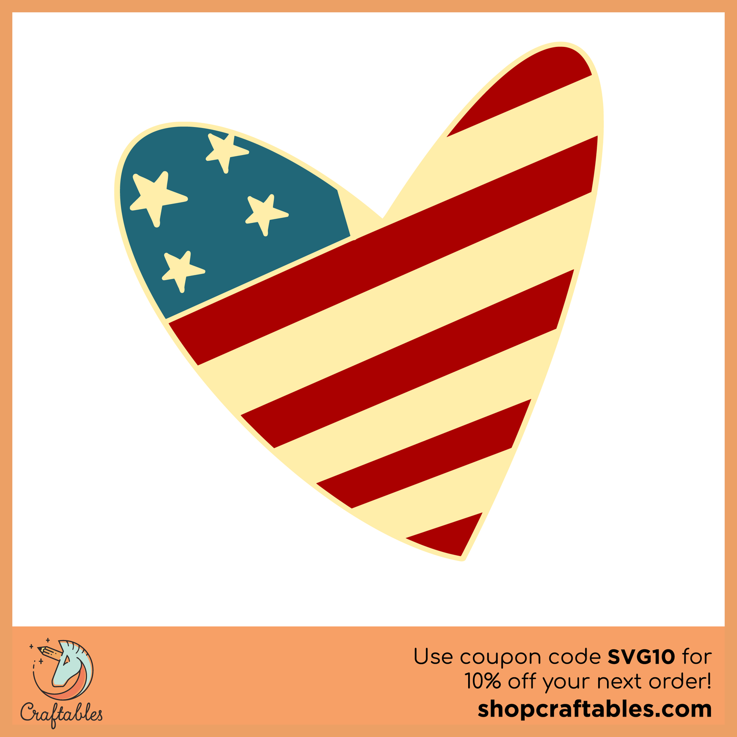 Free American Flag Heart SVG Cut File
