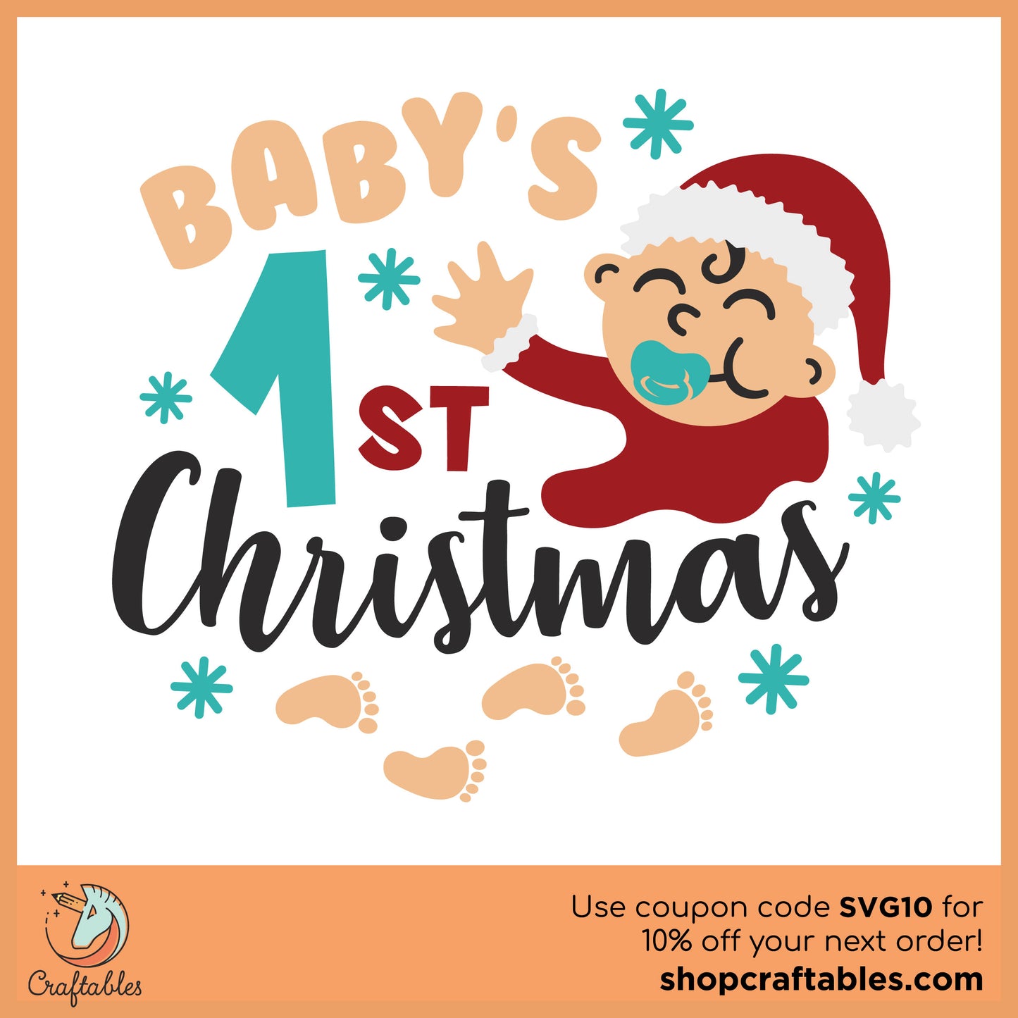 Free Baby's First Christmas SVG Cut File