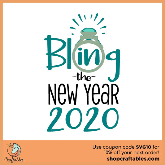 Free Bling in New Year SVG Cut File