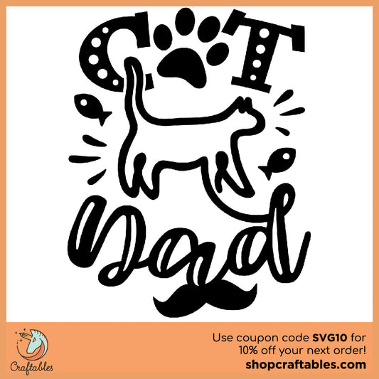 Free Cat Dad SVG Cut File for Cricut, Silhouette, Illustrator, inkscape, t shirts