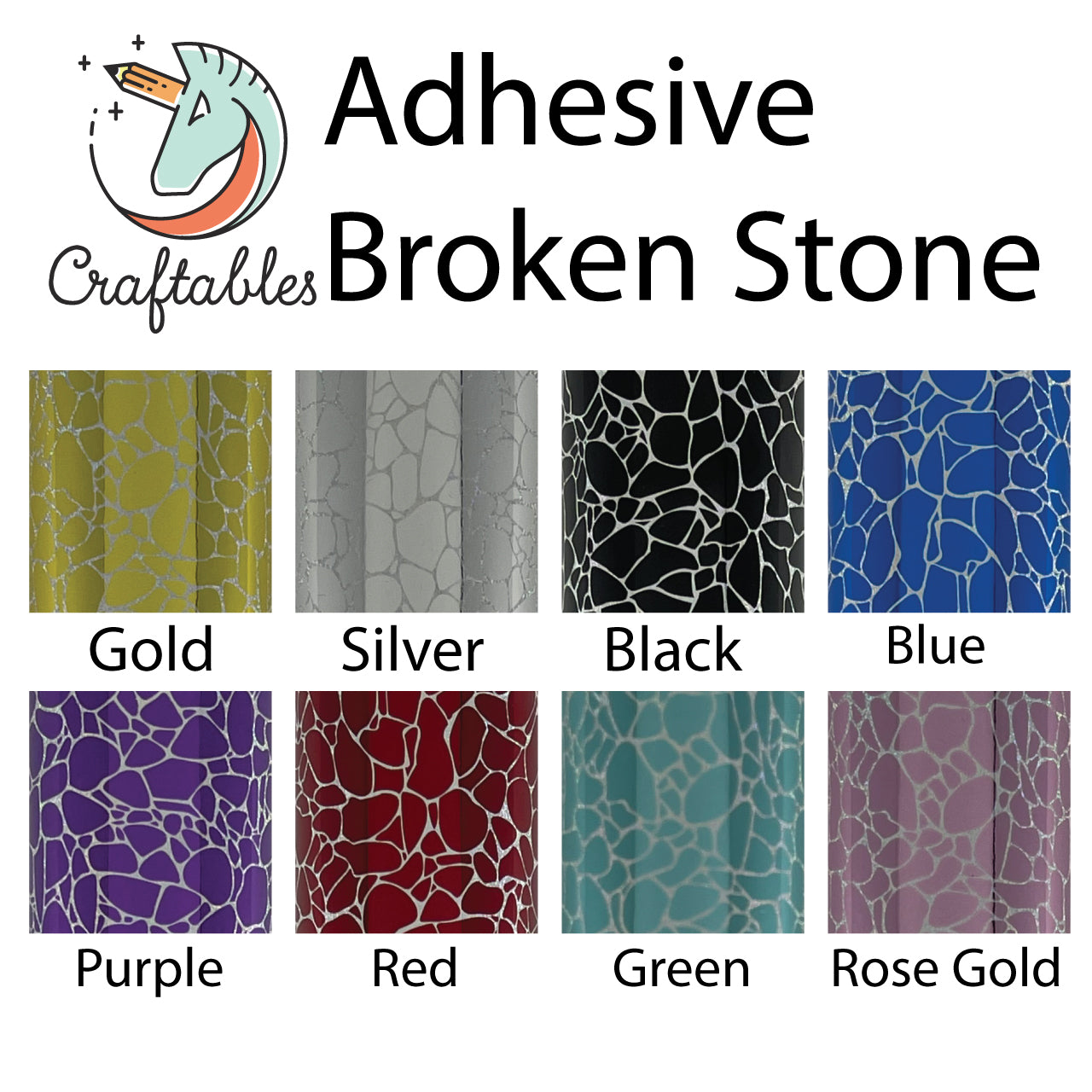 Silver Broken Stone Holographic Adhesive Vinyl Rolls By Craftables