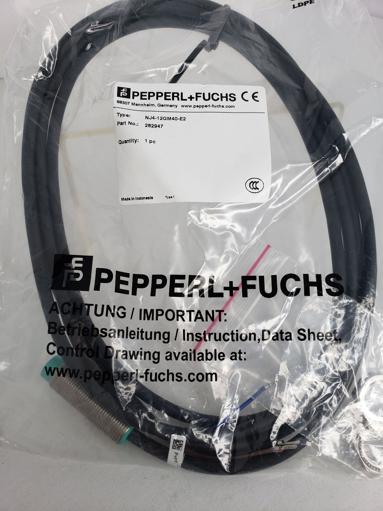 Pepperl Fuchs Inductive Proximity Sensor NJ4-12GM40-E2 | 4MM NON-FLUSH, 10-60V DC