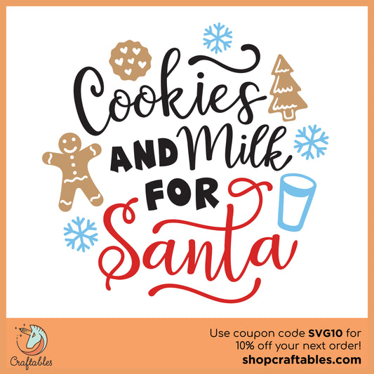 Free Cookies and Milk for Santa SVG Cut File