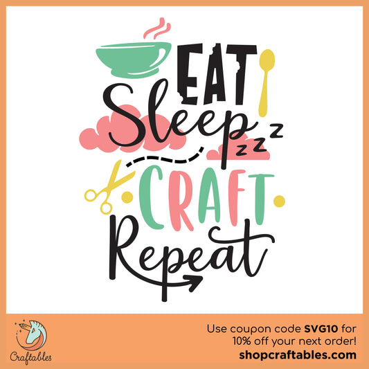 Free Eat Sleep Craft Repeat SVG Cut File