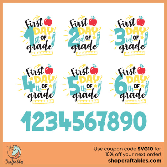 Free First Second Third Fourth Grade SVG Cut File for Cricut, Silhouette, Illustrator, inkscape, t shirts