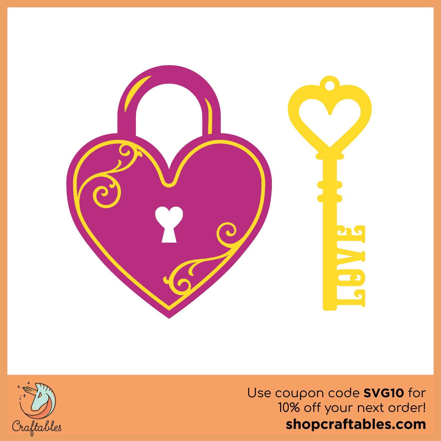 Heart and Key Free SVG Cut File