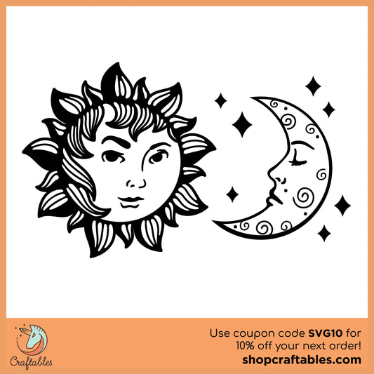 Free Sun and Moon SVG Cut File