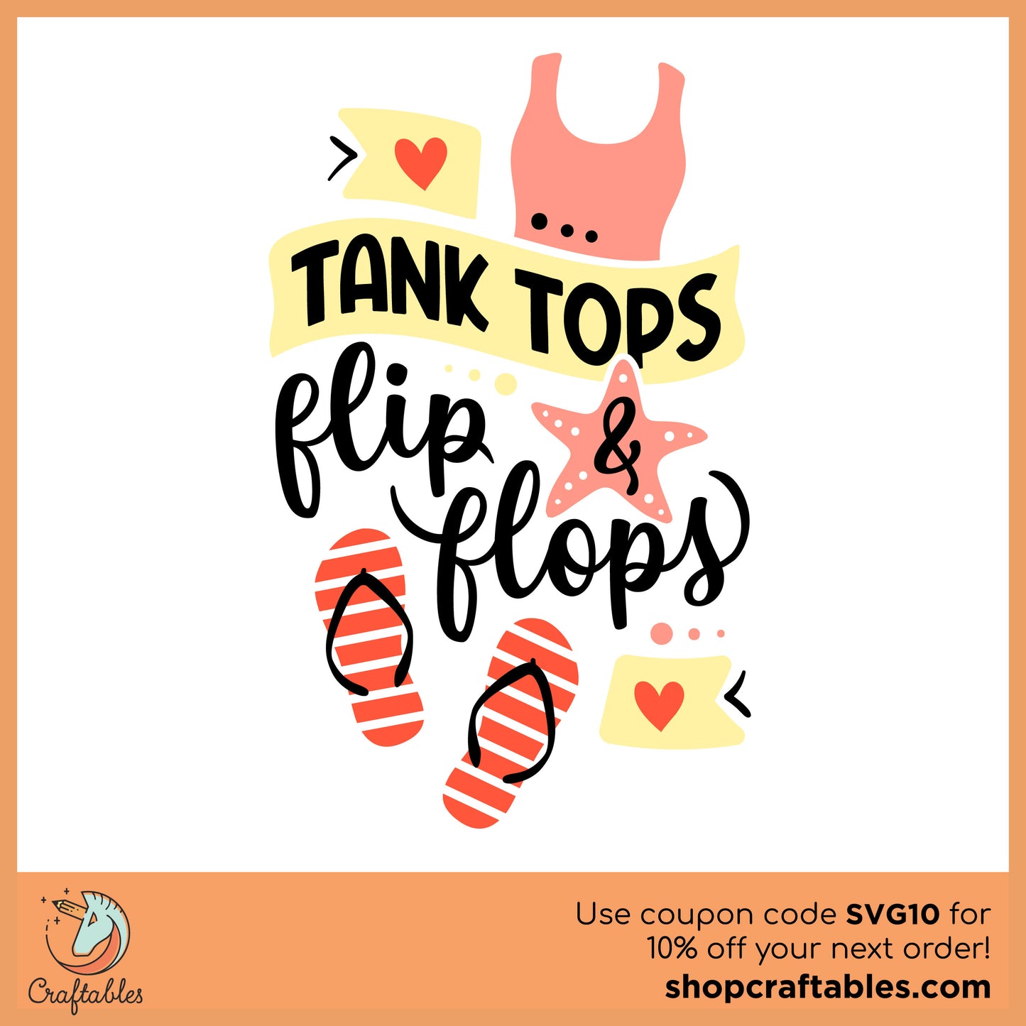 Free Tank Tops and Flip Flops SVG Cut File