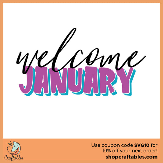 Free Welcome January SVG Cut File